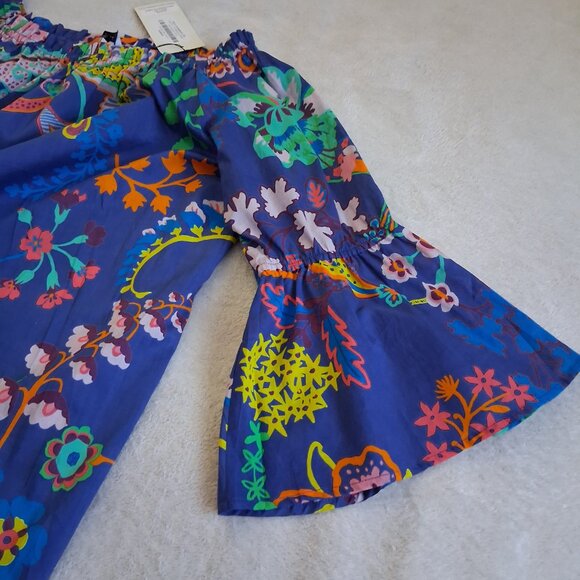 Sara Campbell NWT Women's Size XL Blue Liberty Garden Print Peasant Top - Picture 6 of 13